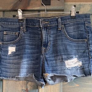 Mossimo Supply Co. Blue Distressed Jean Shorts